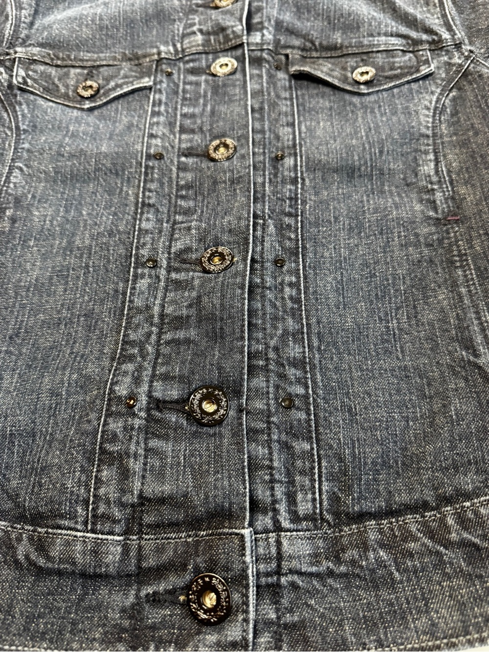Levi’s Dark Indigo Denim Jacket - Women's Stand Collar Jean Jacket - Picture 15 of 16